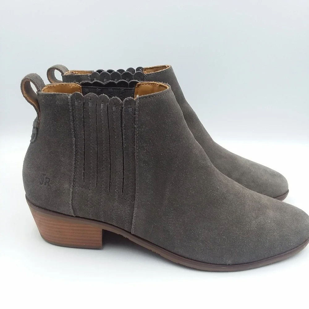 Jack Rogers Pippa Suede Chelsea Boots Block Heel Gray Women's 9.5‎ Ankle Booties